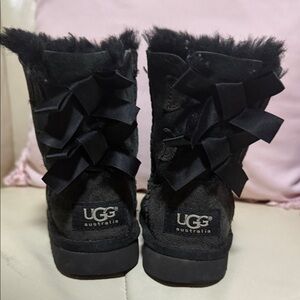 UGG girl  Black Suede Bow Boots size 6